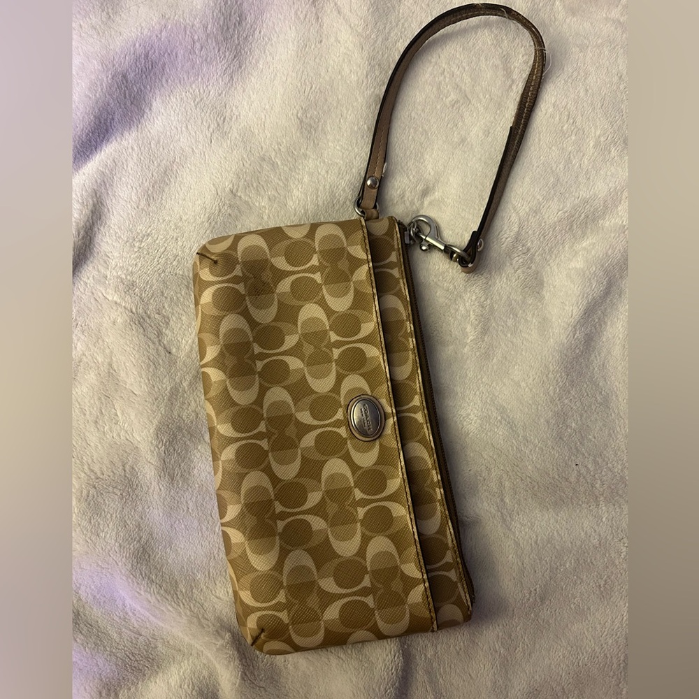 Coach Brown Patterned Wristlet